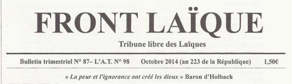 Parution de Front Laïque N°89