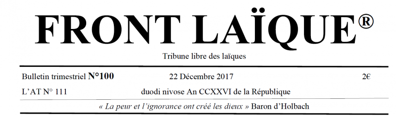 100ème numéro de Front Laïque !!!